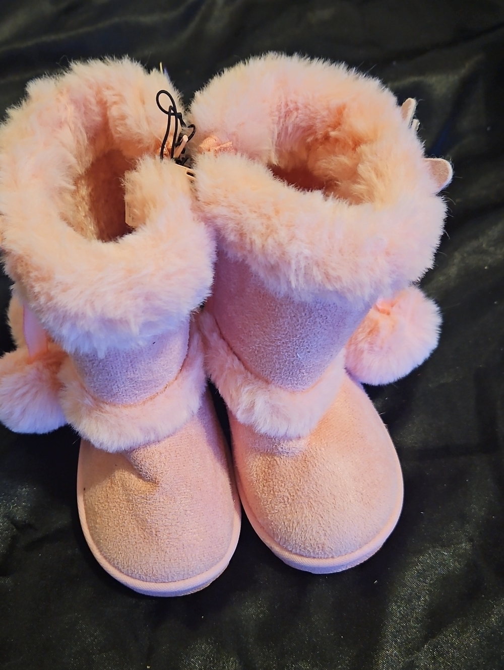 Girls Pink Plush Faux-Shearling Winter Boots